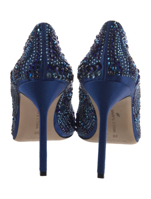 Manolo Blahnik Satin Crystal Embellishments Pumps