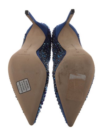 Manolo Blahnik Satin Crystal Embellishments Pumps