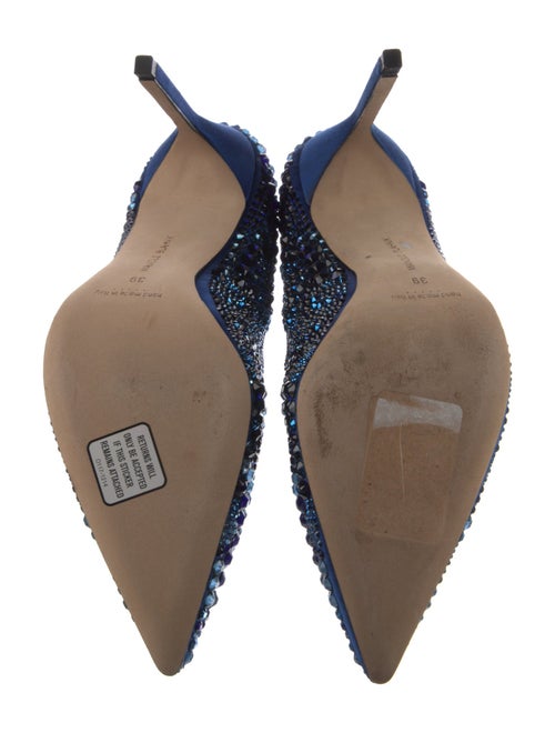 Manolo Blahnik Satin Crystal Embellishments Pumps