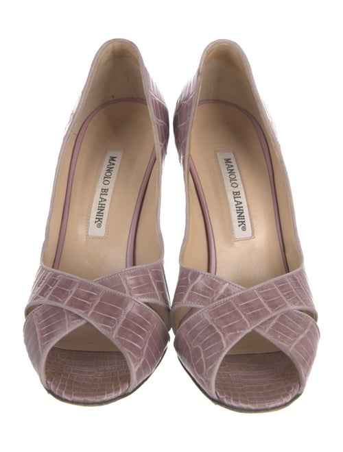 Manolo Blahnik Embossed Leather D'Orsay Pumps
