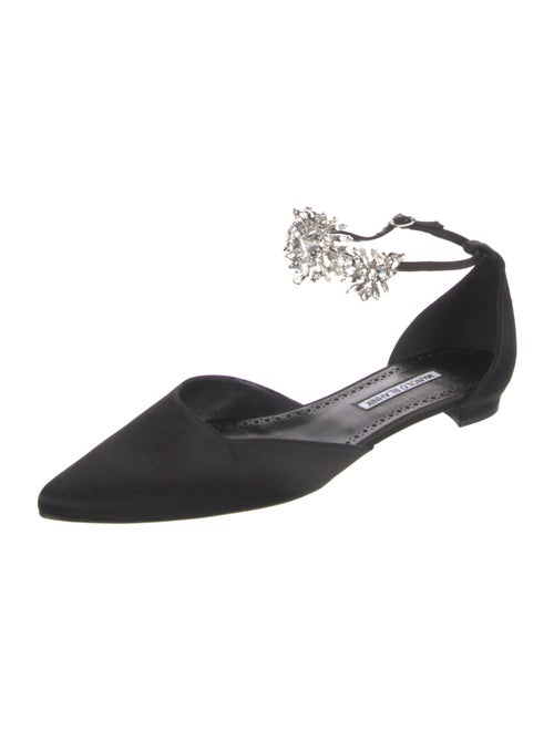Manolo Blahnik Satin Crystal Embellishments D'Orsay Flats