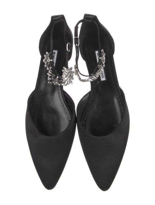 Manolo Blahnik Satin Crystal Embellishments D'Orsay Flats