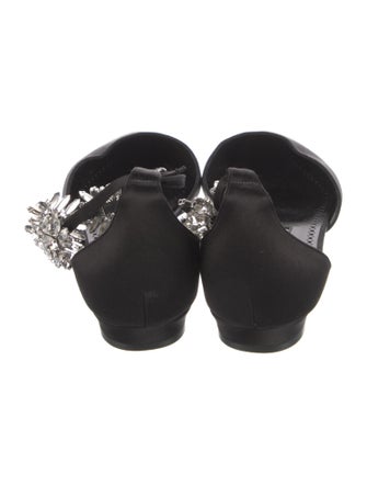 Manolo Blahnik Satin Crystal Embellishments D'Orsay Flats