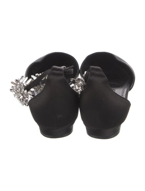 Manolo Blahnik Satin Crystal Embellishments D'Orsay Flats
