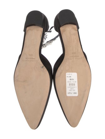 Manolo Blahnik Satin Crystal Embellishments D'Orsay Flats