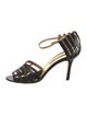 Manolo Blahnik Leather Colorblock Pattern Sandals