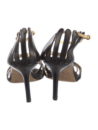 Manolo Blahnik Leather Colorblock Pattern Sandals