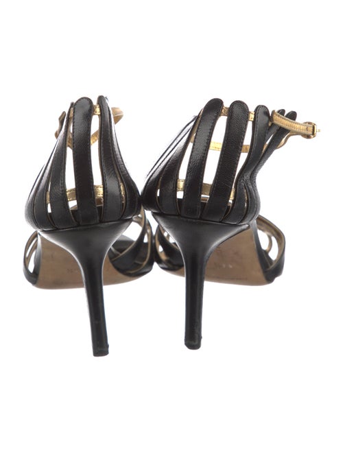 Manolo Blahnik Leather Colorblock Pattern Sandals