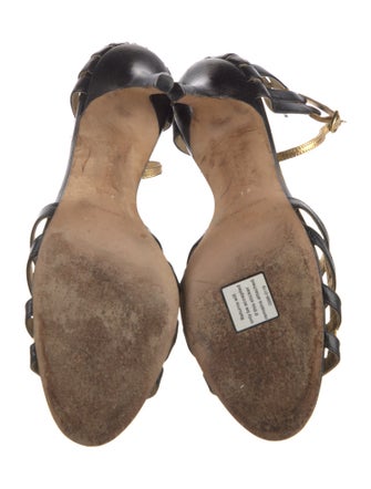 Manolo Blahnik Leather Colorblock Pattern Sandals