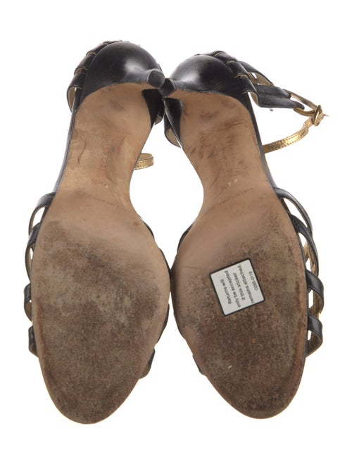 Manolo Blahnik Leather Colorblock Pattern Sandals