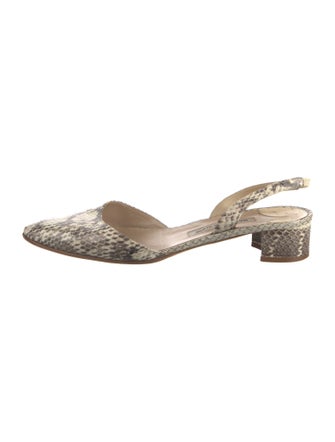 Manolo Blahnik Snakeskin Animal Print Slingback Pumps