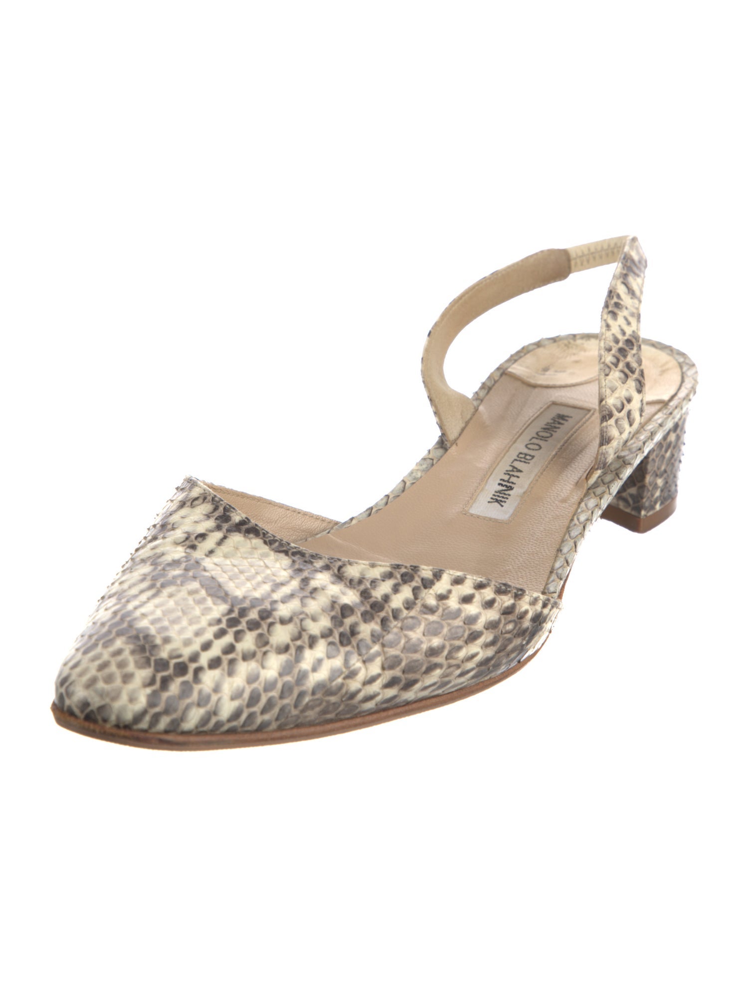 Manolo Blahnik Snakeskin Animal Print Slingback Pumps