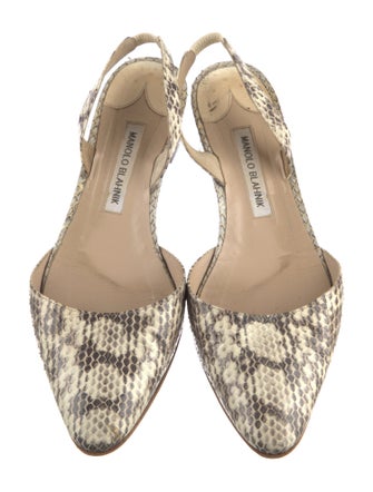 Manolo Blahnik Snakeskin Animal Print Slingback Pumps