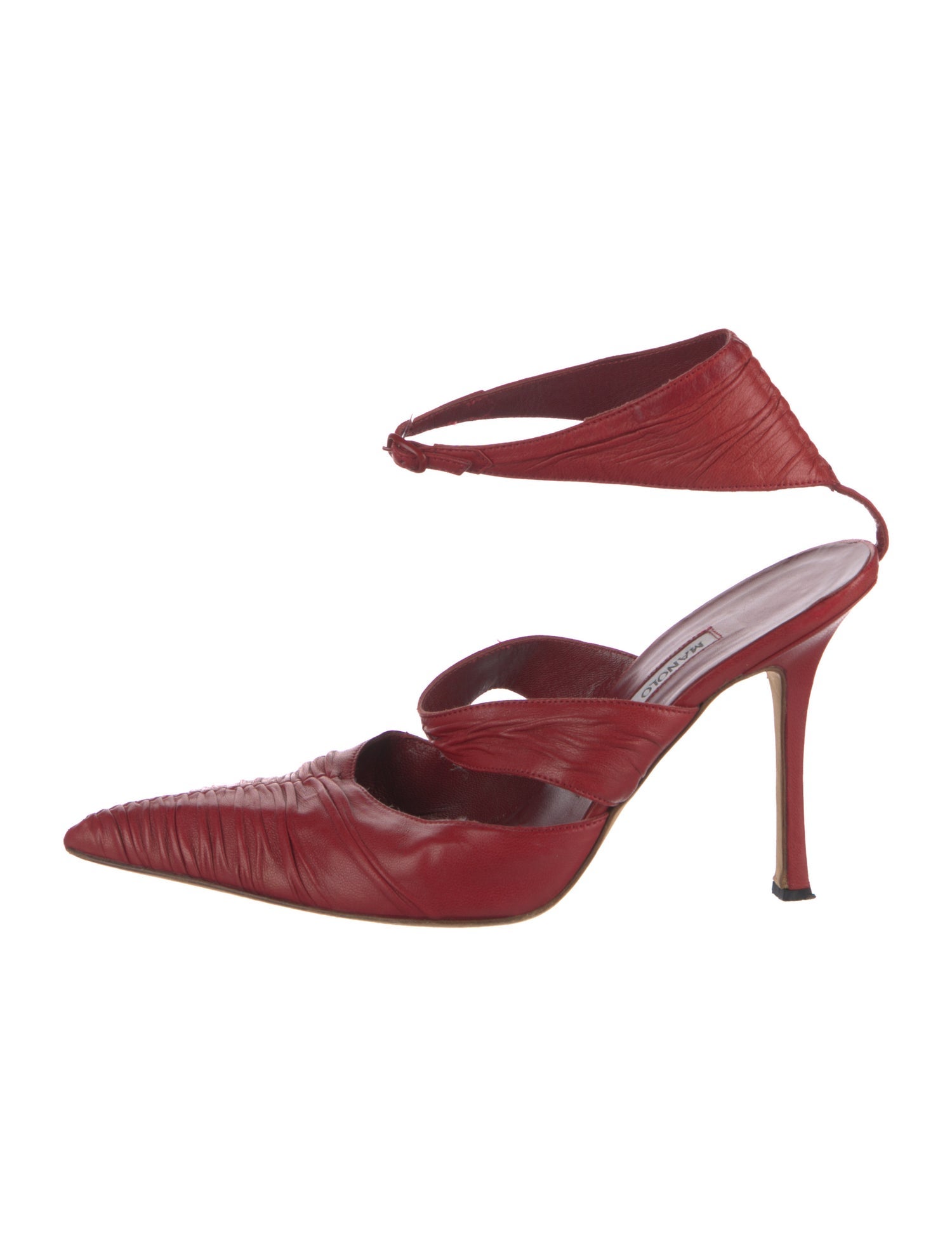 Manolo Blahnik Leather Cutout Accent Mules