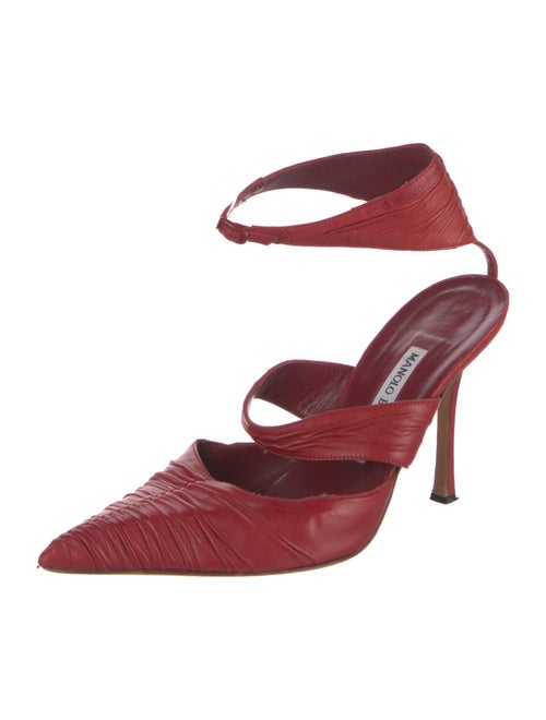 Manolo Blahnik Leather Cutout Accent Mules