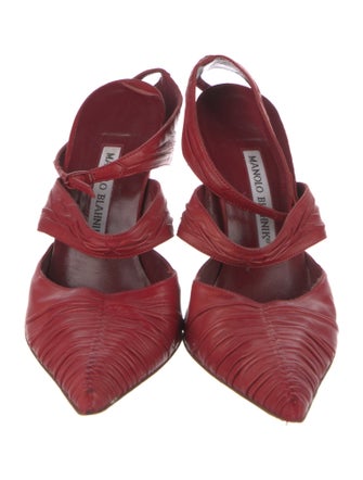 Manolo Blahnik Leather Cutout Accent Mules