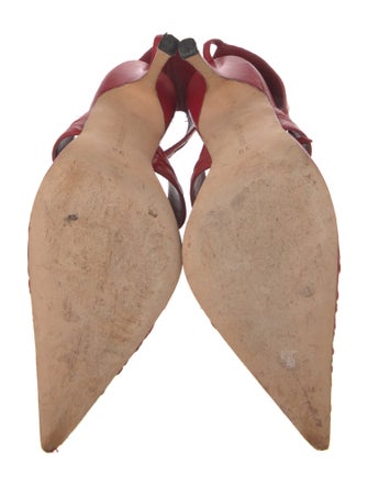 Manolo Blahnik Leather Cutout Accent Mules