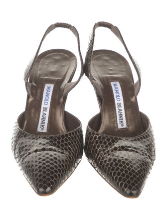 Manolo Blahnik Snakeskin Animal Print Slingback Pumps