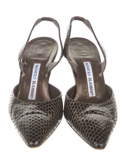 Manolo Blahnik Snakeskin Animal Print Slingback Pumps