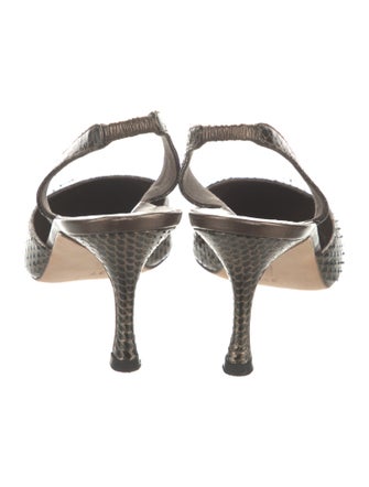 Manolo Blahnik Snakeskin Animal Print Slingback Pumps