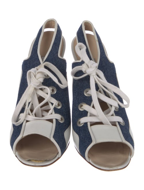 Manolo Blahnik Leather Colorblock Pattern Slingback Pumps