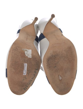 Manolo Blahnik Leather Colorblock Pattern Slingback Pumps