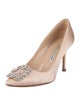 Manolo Blahnik Satin Crystal Embellishments Pumps