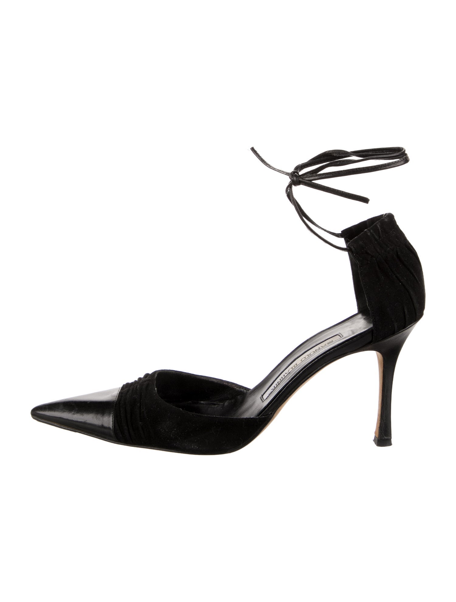 Manolo Blahnik Suede Pleated Accents D'Orsay Pumps