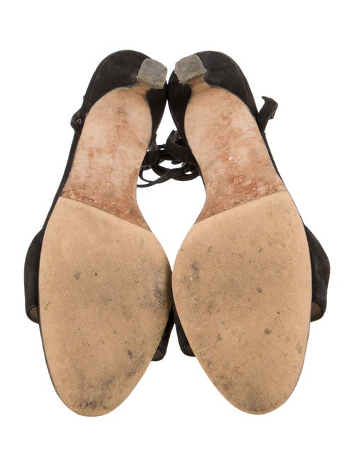 Manolo Blahnik Suede Leather Trim Embellishment Sandals