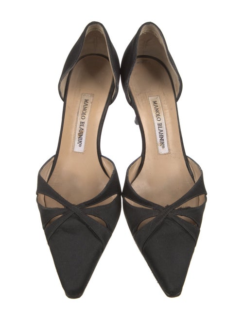 Manolo Blahnik Satin Cutout Accent D'Orsay Pumps
