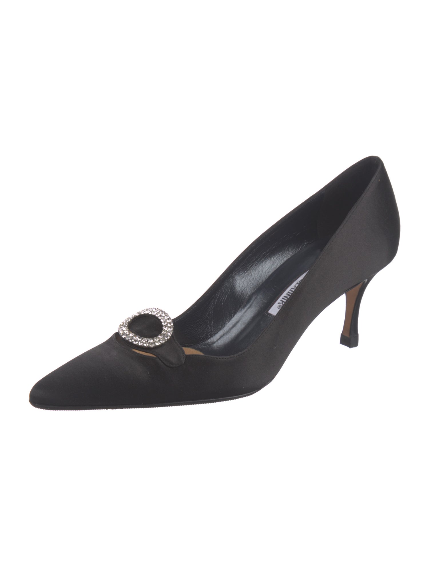 Manolo Blahnik Satin Crystal Embellishments Pumps