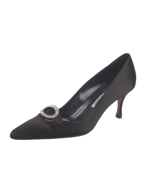 Manolo Blahnik Satin Crystal Embellishments Pumps