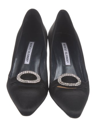 Manolo Blahnik Satin Crystal Embellishments Pumps