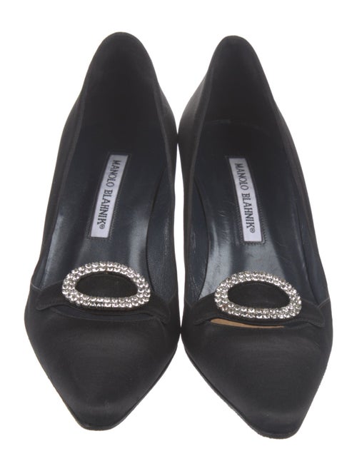 Manolo Blahnik Satin Crystal Embellishments Pumps