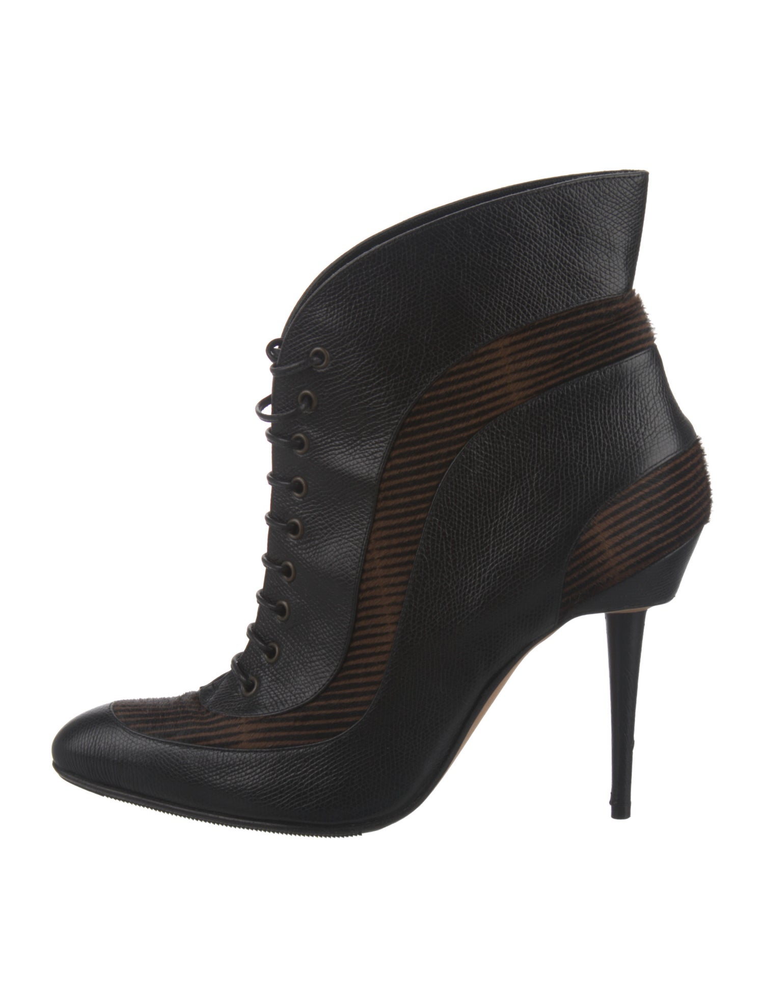 Manolo Blahnik Ponyhair Lace-Up Boots