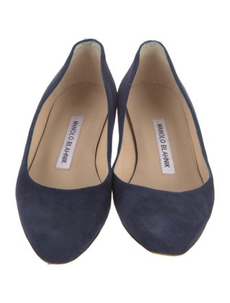Manolo Blahnik Suede Crystal Embellishments Ballet Flats