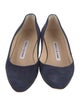Manolo Blahnik Suede Crystal Embellishments Ballet Flats