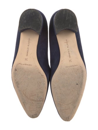 Manolo Blahnik Suede Crystal Embellishments Ballet Flats