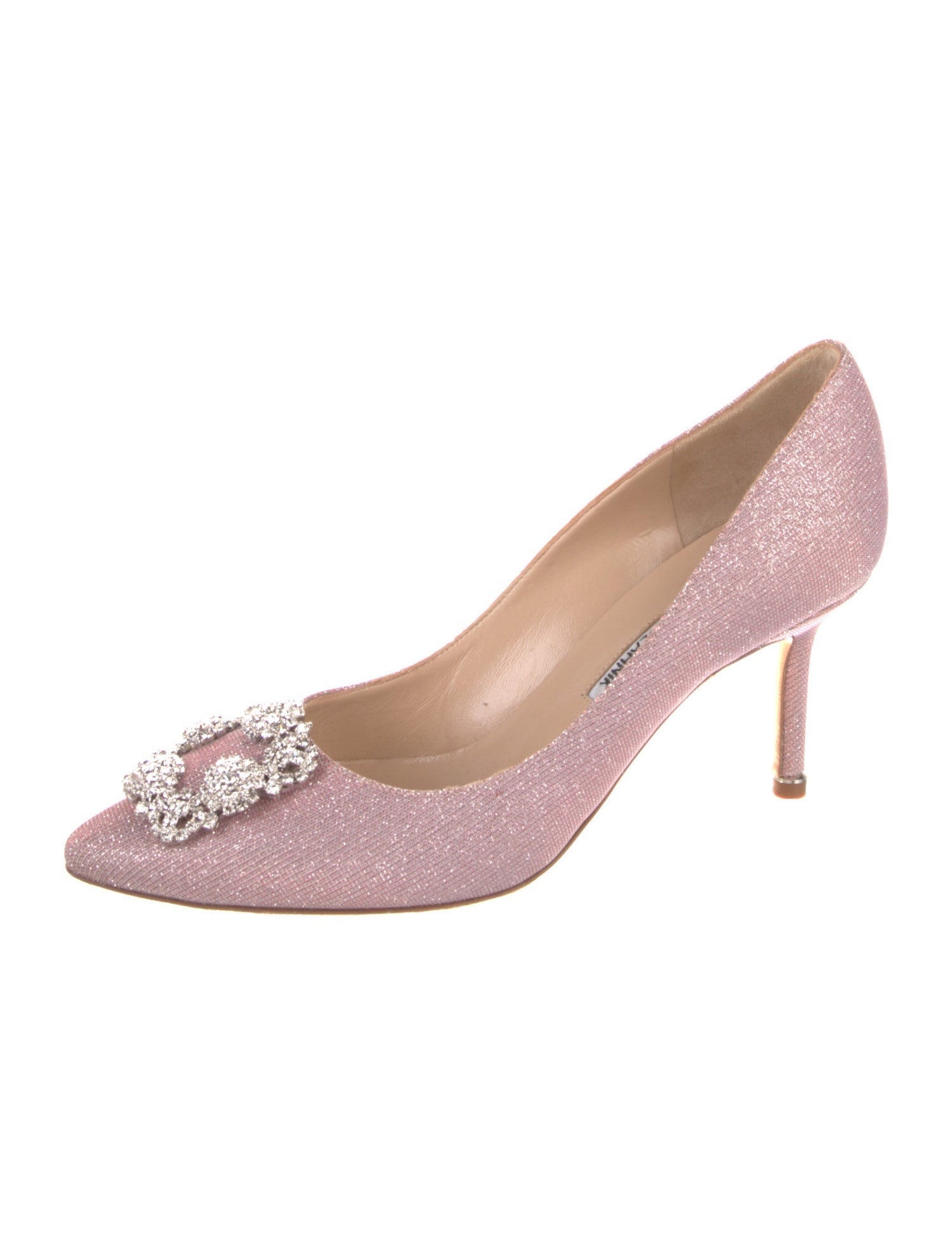 Manolo Blahnik Glitter Crystal Embellishments Pumps