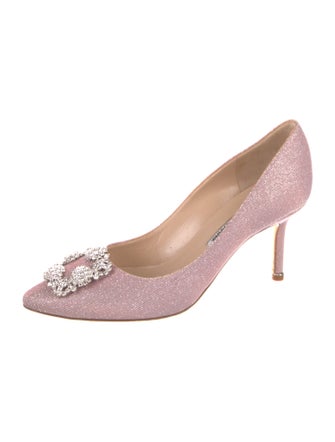 Manolo Blahnik Glitter Crystal Embellishments Pumps