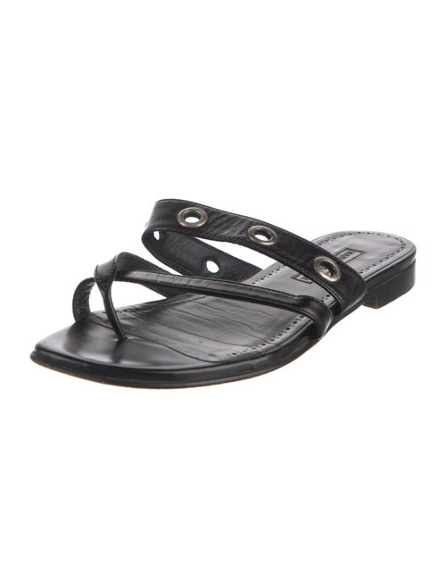 Manolo Blahnik Leather Studded Accents Slides