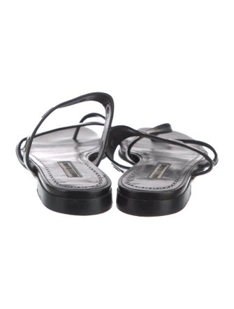 Manolo Blahnik Leather Studded Accents Slides