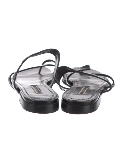 Manolo Blahnik Leather Studded Accents Slides