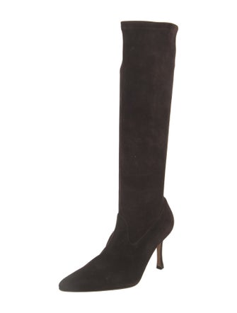 Manolo Blahnik Suede Sock Boots