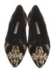 Manolo Blahnik Suede Floral Print Ballet Flats