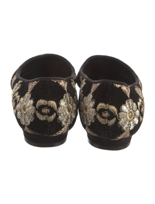 Manolo Blahnik Suede Floral Print Ballet Flats