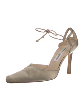 Manolo Blahnik Satin Cutout Accent D'Orsay Pumps