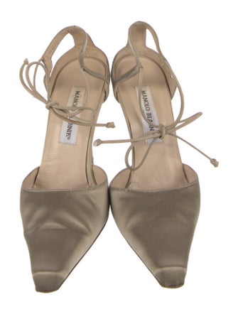 Manolo Blahnik Satin Cutout Accent D'Orsay Pumps