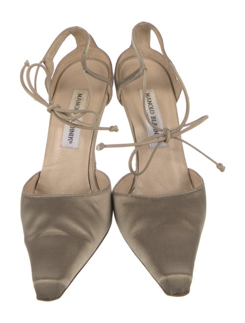 Manolo Blahnik Satin Cutout Accent D'Orsay Pumps
