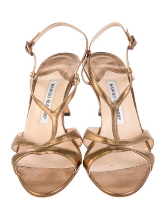 Manolo Blahnik Leather T-Strap Sandals